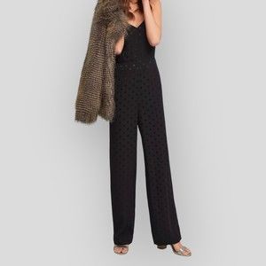 Anthropologie The Essential Jumpsuit Black Polka Dot Size US 4